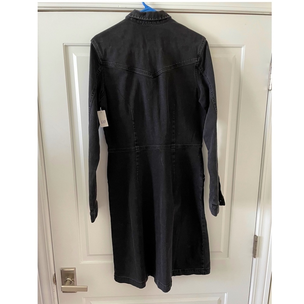 Gap Women’s Tall Black Denim Shirt Dress - Picture 3 of 8